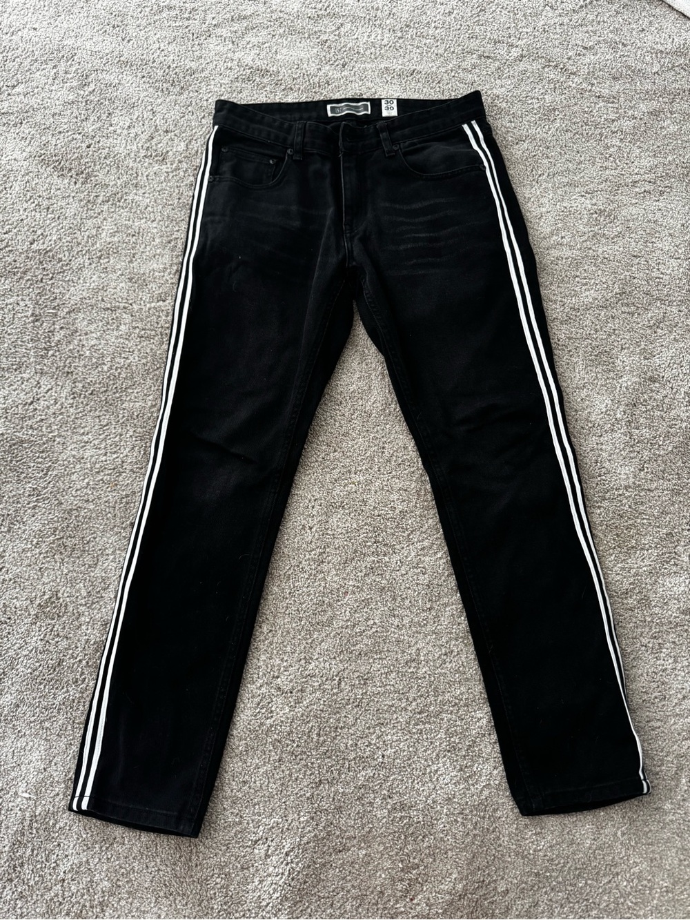 INC international concepts black side stripe straight jeans size 30